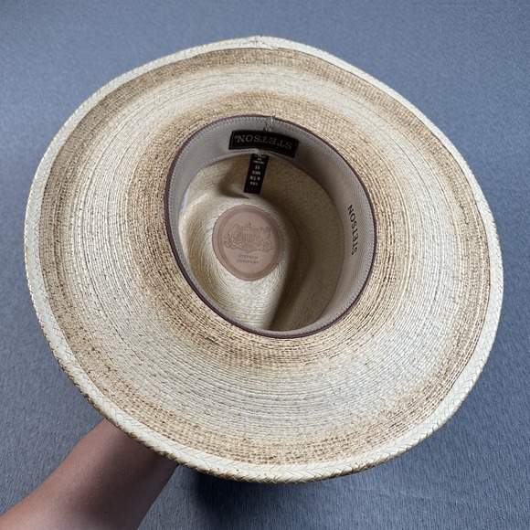 STETSON Sandy Bay Palm Straw Outback Western Hat Adult 6 7/8 Natural Aged NEW - Picture 11 of 11